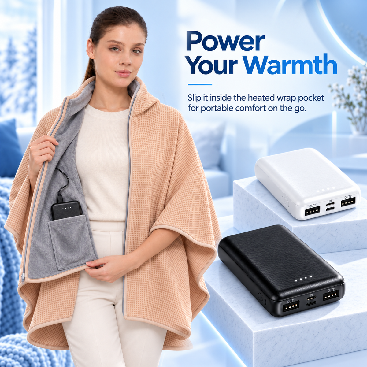 🔋 Add a Power Bank — Stay Warm Anywhere