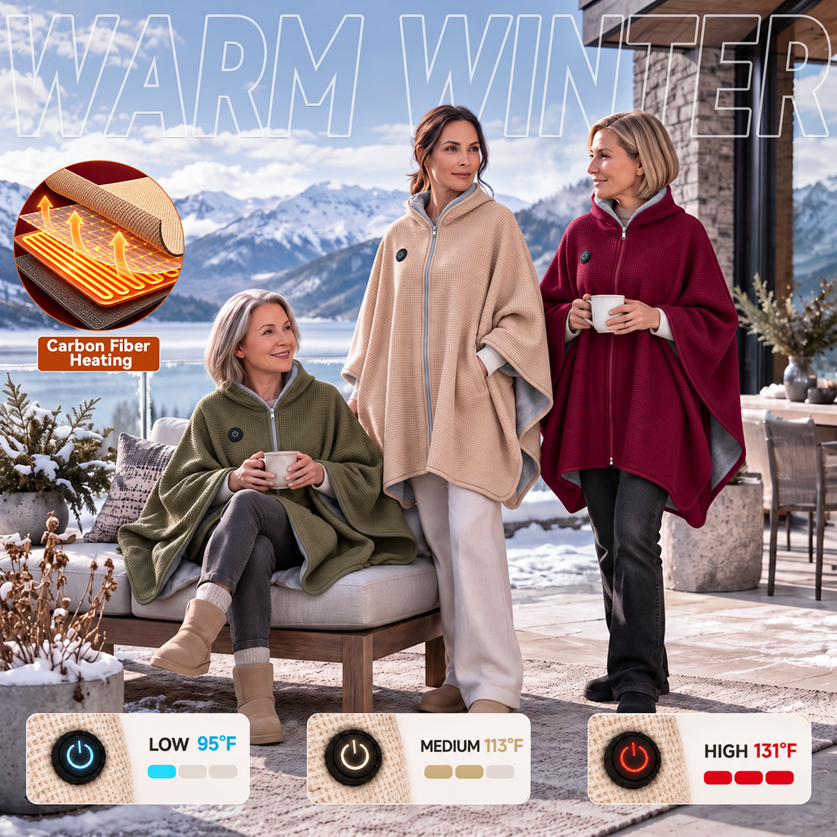 Wearable Electric Heated Wrap – 3 Heat Settings